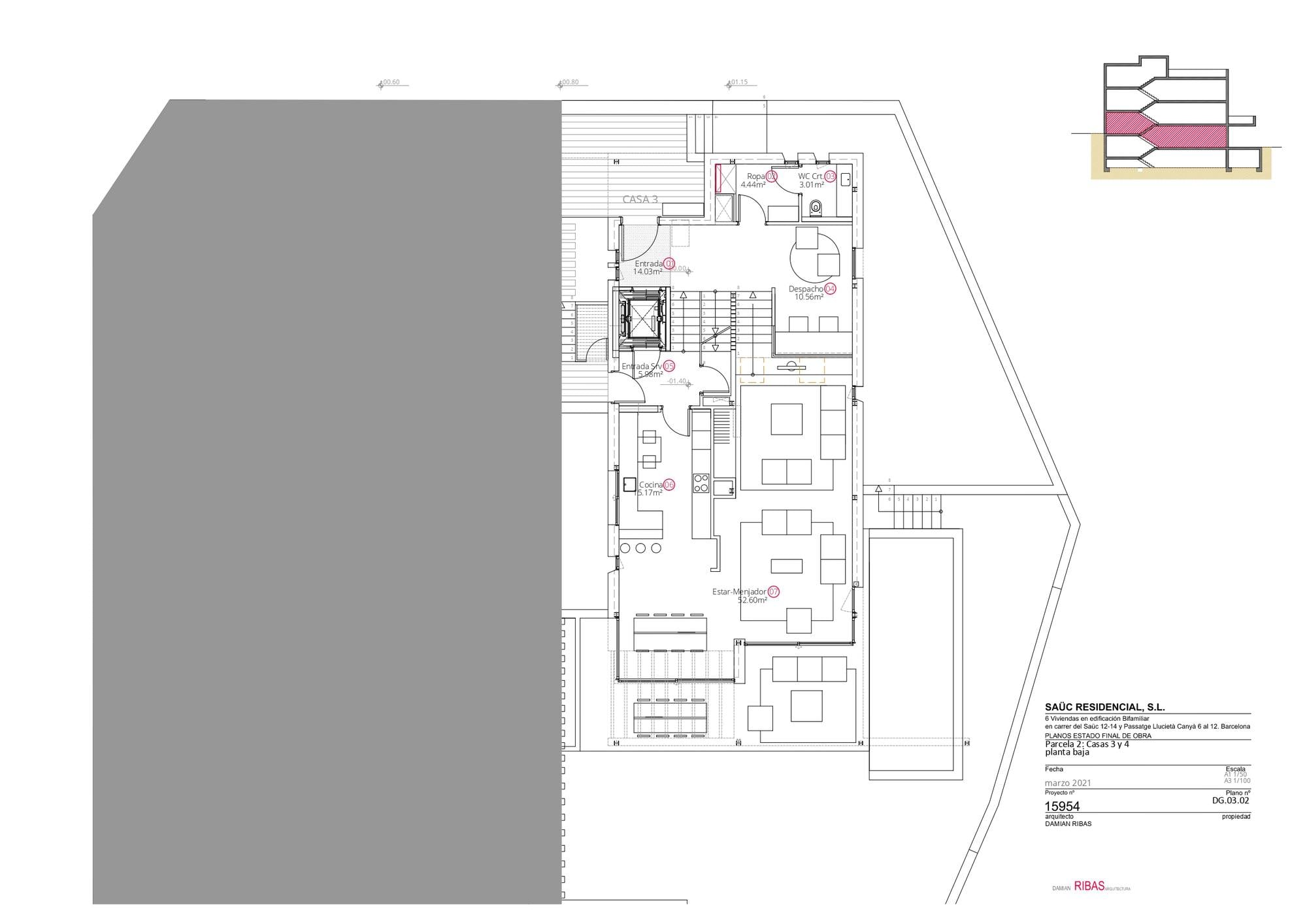 living - Casa / villa de 569m² con 310m² de jardín en alquiler en Sarrià - Plano del piso - 2