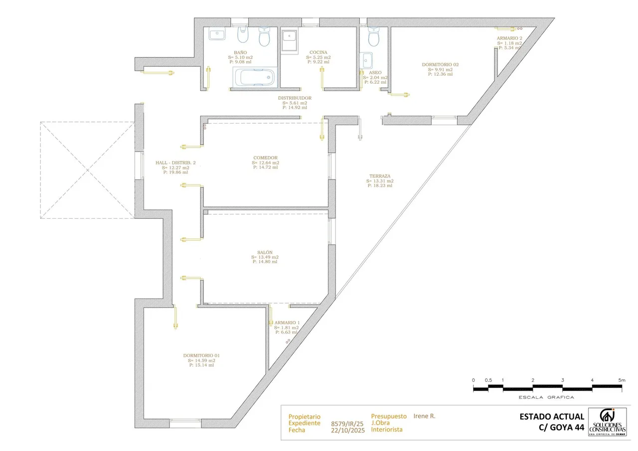 living - Piso de 106m² en venta en Goya, Madrid - Plano del piso - 1