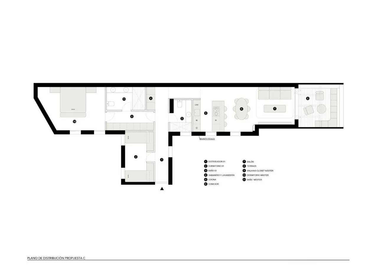 living - 106m² penthouse with 13m² terrace for sale in Goya, Madrid - Floor Plan - 2