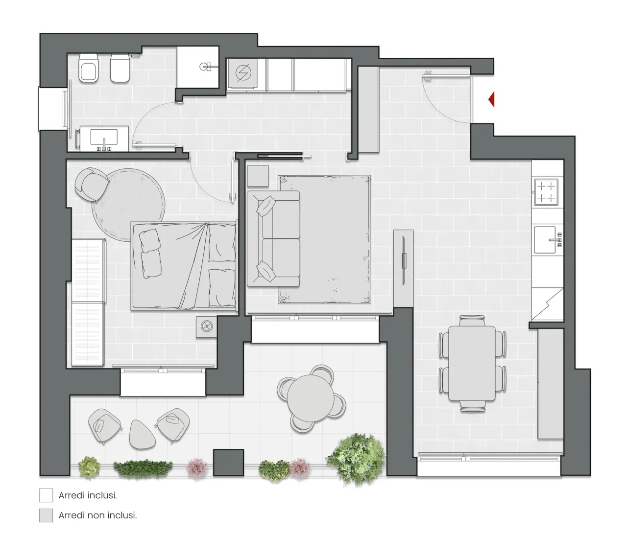 One Bedroom of 76 sqm - Edificio C2 - LivinUp  | Milano - Floor Plan - 1
