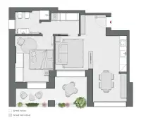 One Bedroom of 76 sqm - Edificio C2 - LivinUp  | Milano - Floor Plan thumbnail - 1