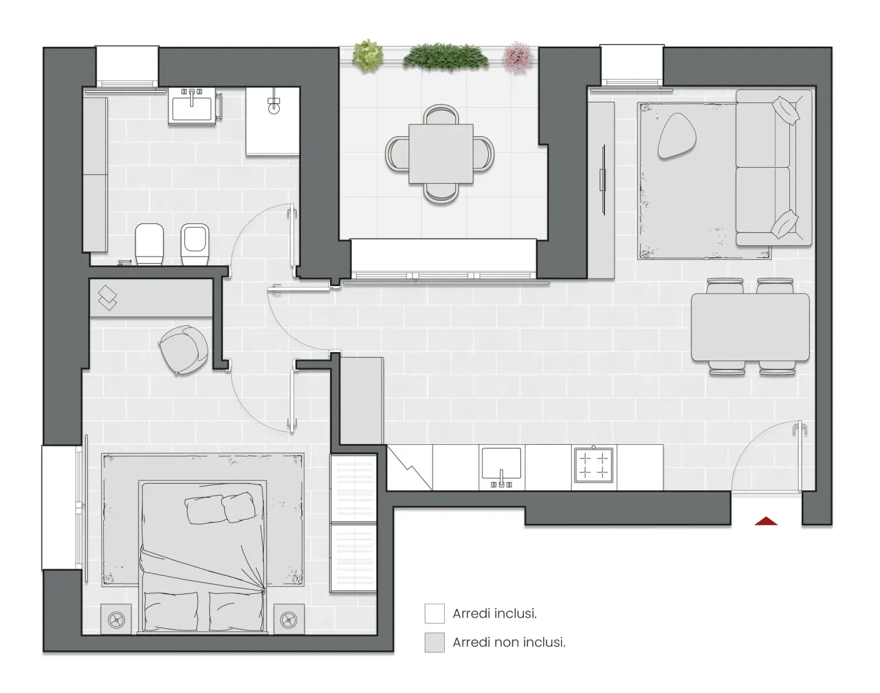 Bilocale di 69 m2 - Edificio C1 - LivinUp  | Milano - Floor Plan - 2