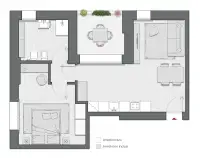 One Bedroom of 69 sqm - Edificio C1 - LivinUp  | Milano - Floor Plan thumbnail - 2