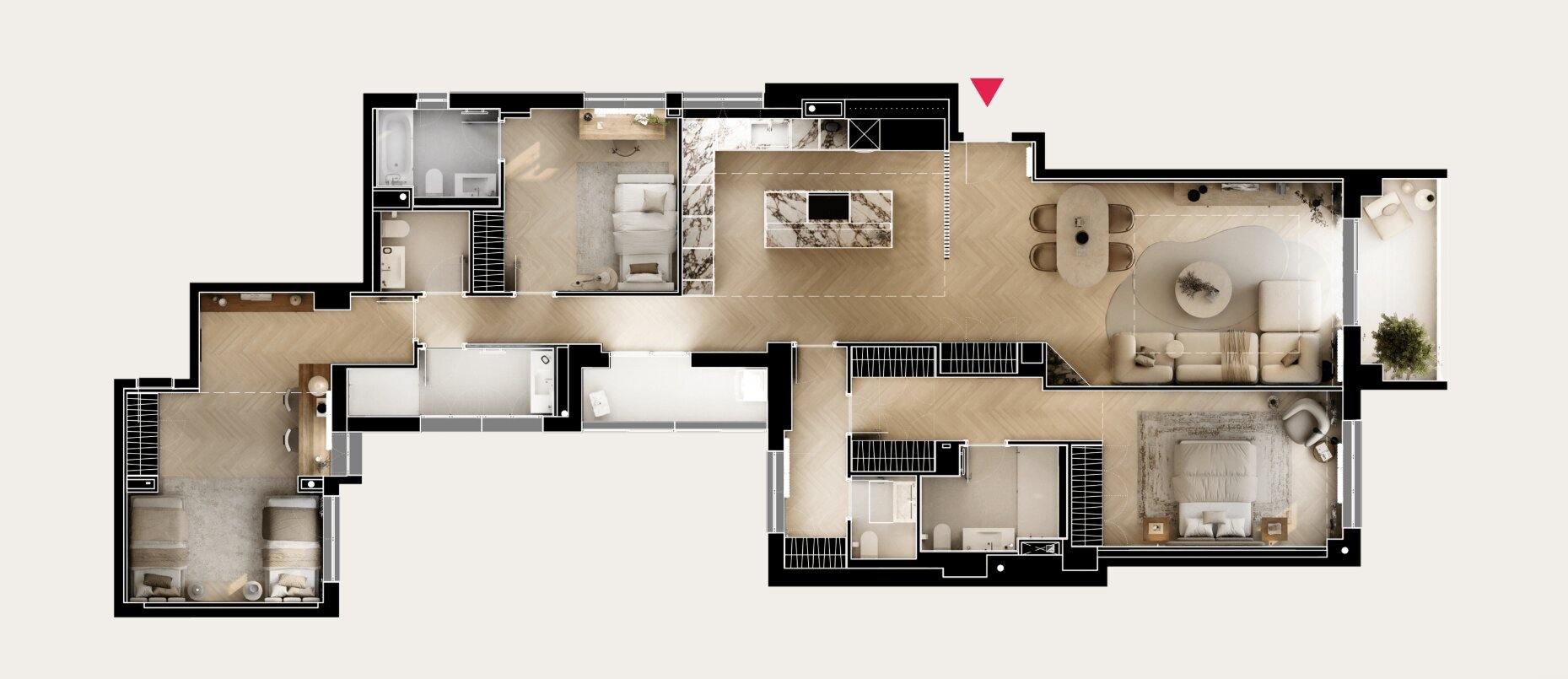 living - Piso de 204m² en venta en Ibiza, Madrid - Plano del piso thumbnail - 1