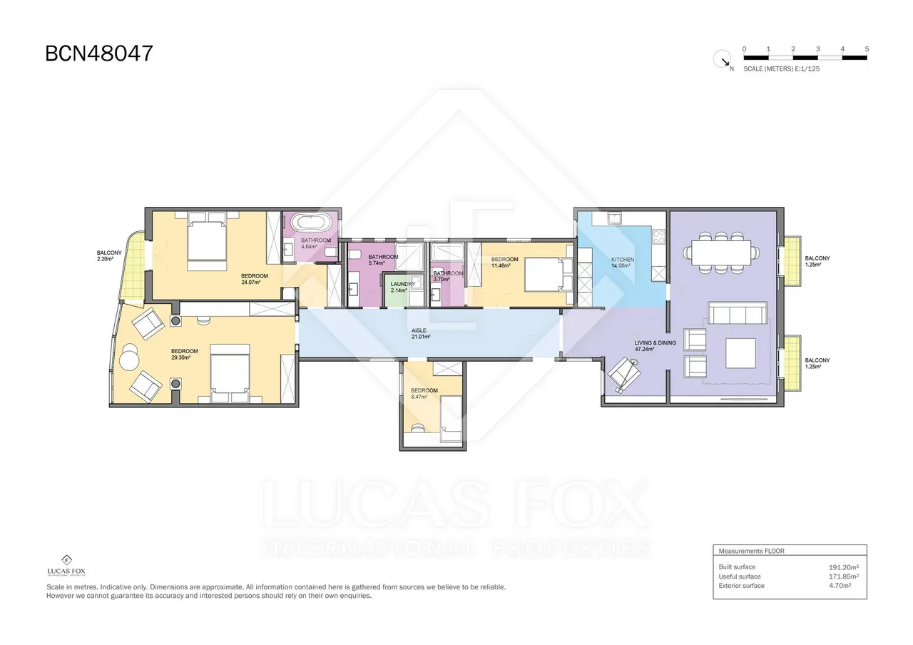 living - Piso de 200m² en venta en Eixample Derecho, Barcelona - Plano del piso - 1