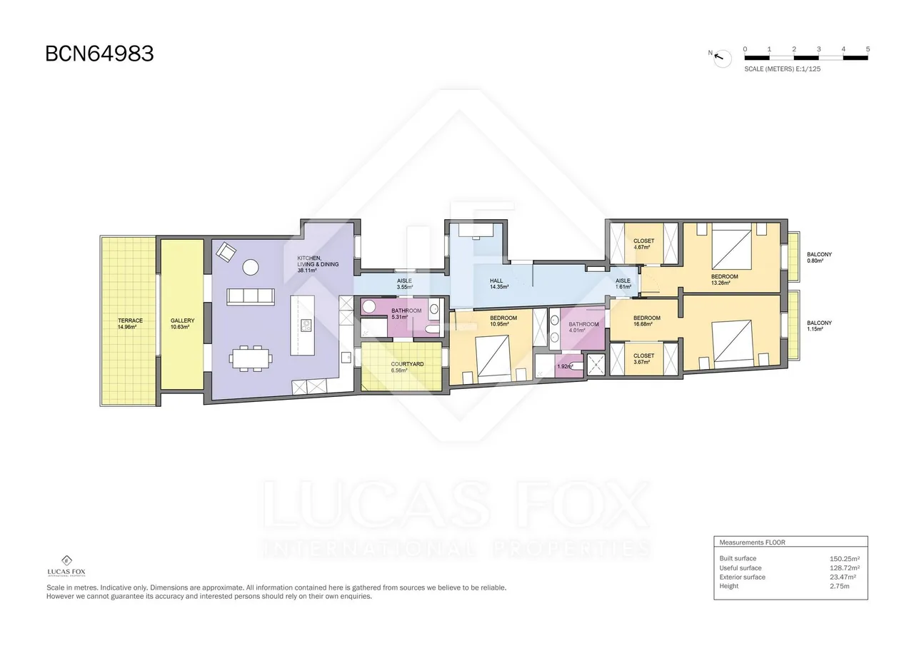 living - Piso de 150m² con 23m² terraza en venta en Eixample Derecho - Plano del piso - 1
