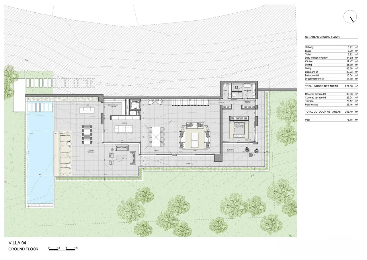 living - Parcela de 664m² con 378m² terraza en venta en Son Vida - Plano del piso - 2