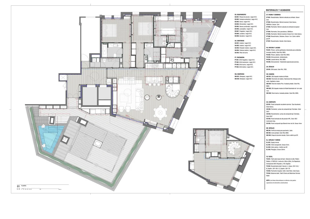living - Ático de 309m² con 115m² terraza en venta en El Born - Plano del piso - 1