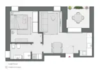 One Bedroom of 60 sqm - Edificio C2 - LivinUp  | Milano - Floor Plan thumbnail - 1