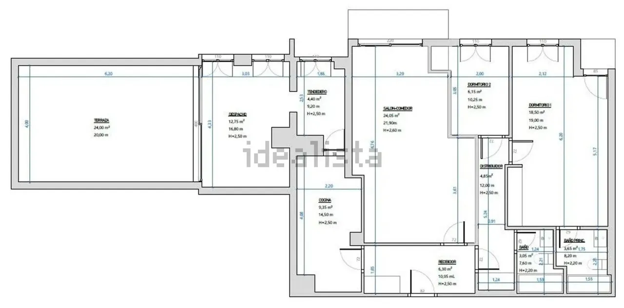 living - Piso de 97m² en venta en Peñagrande, Madrid - Plano del piso - 2