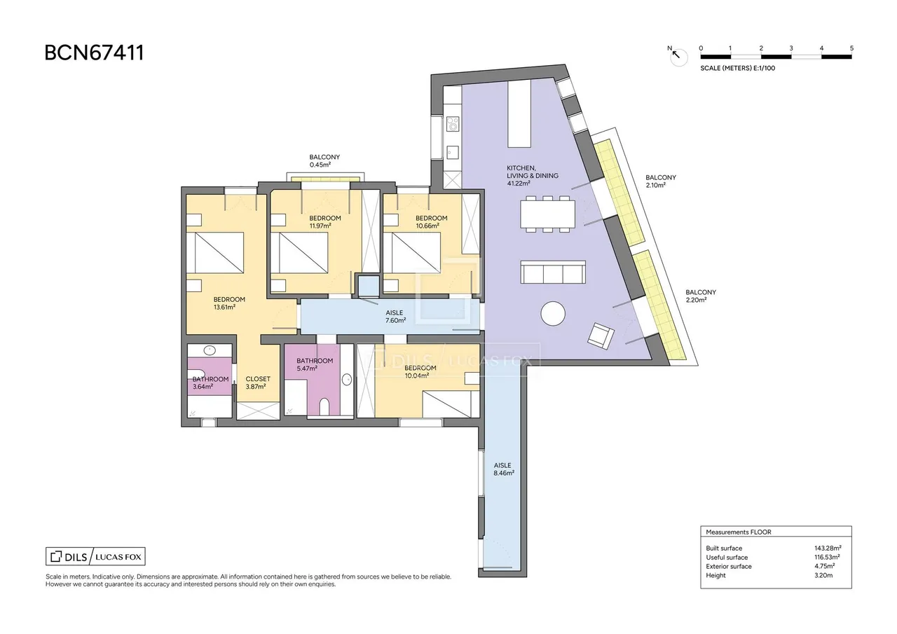 living - 169m² apartment for sale in El Born, Barcelona - Floor Plan - 1