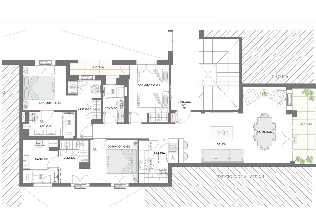 living - Piso de 123m² en venta en Fuente del Berro, Madrid - Plano del piso - 1