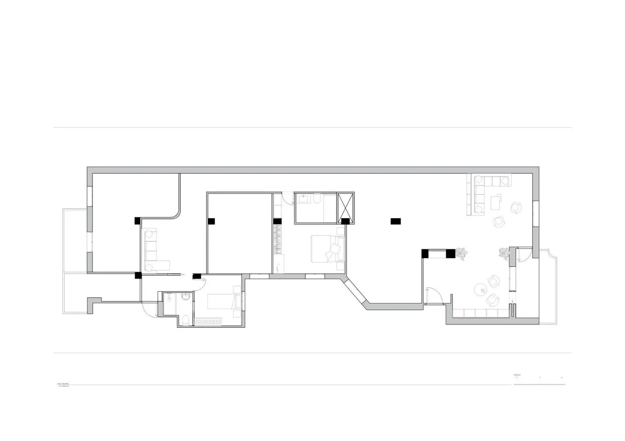 living - Piso de 287m² en venta en Castellana, Madrid - Plano del piso - 1