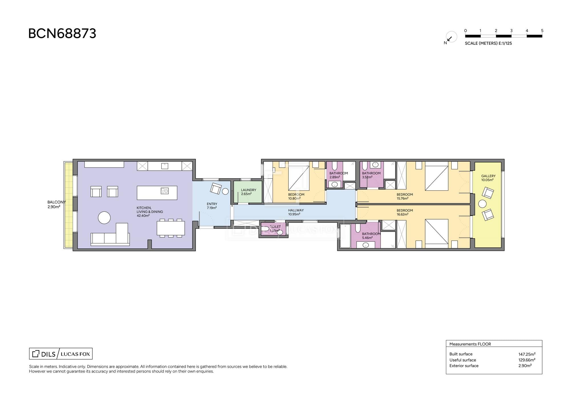living - 147m² apartment with 6m² terrace for sale in Eixample Left - Floor Plan thumbnail - 1