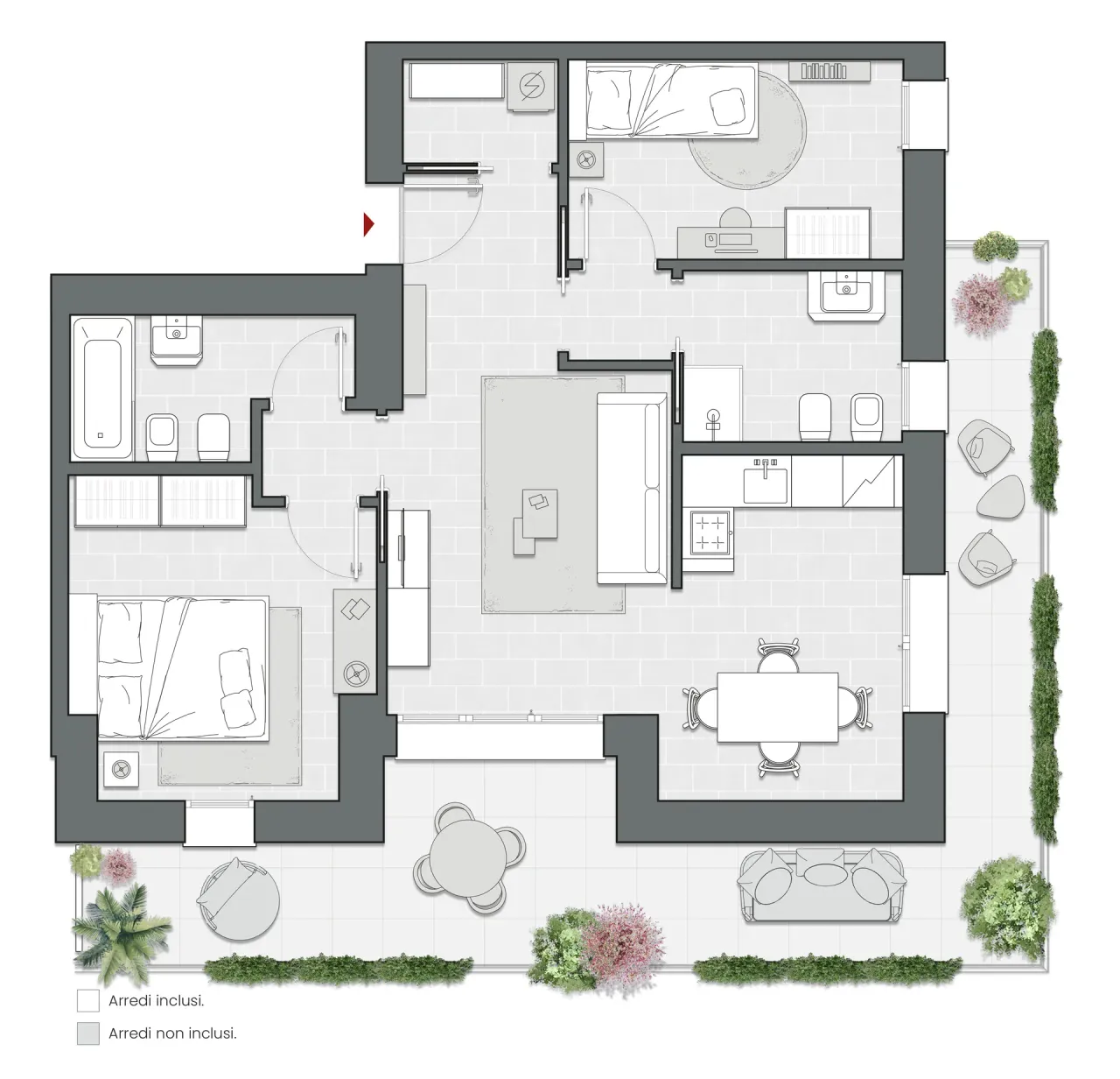 Trilocale di 98 m2 - Edificio A3 - LivinUp  | Milano - Floor Plan - 1