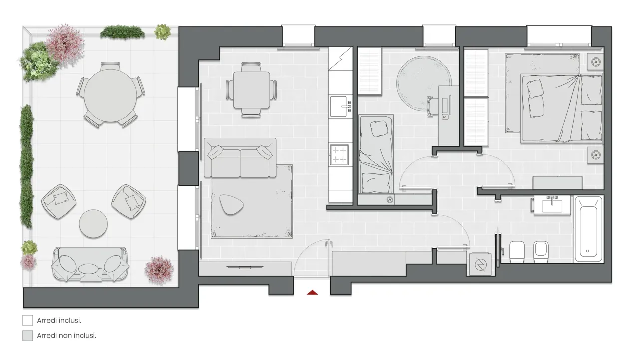 Trilocale Compact di 86 m2 - Edificio C1 - LivinUp  | Milano - Floor Plan - 1