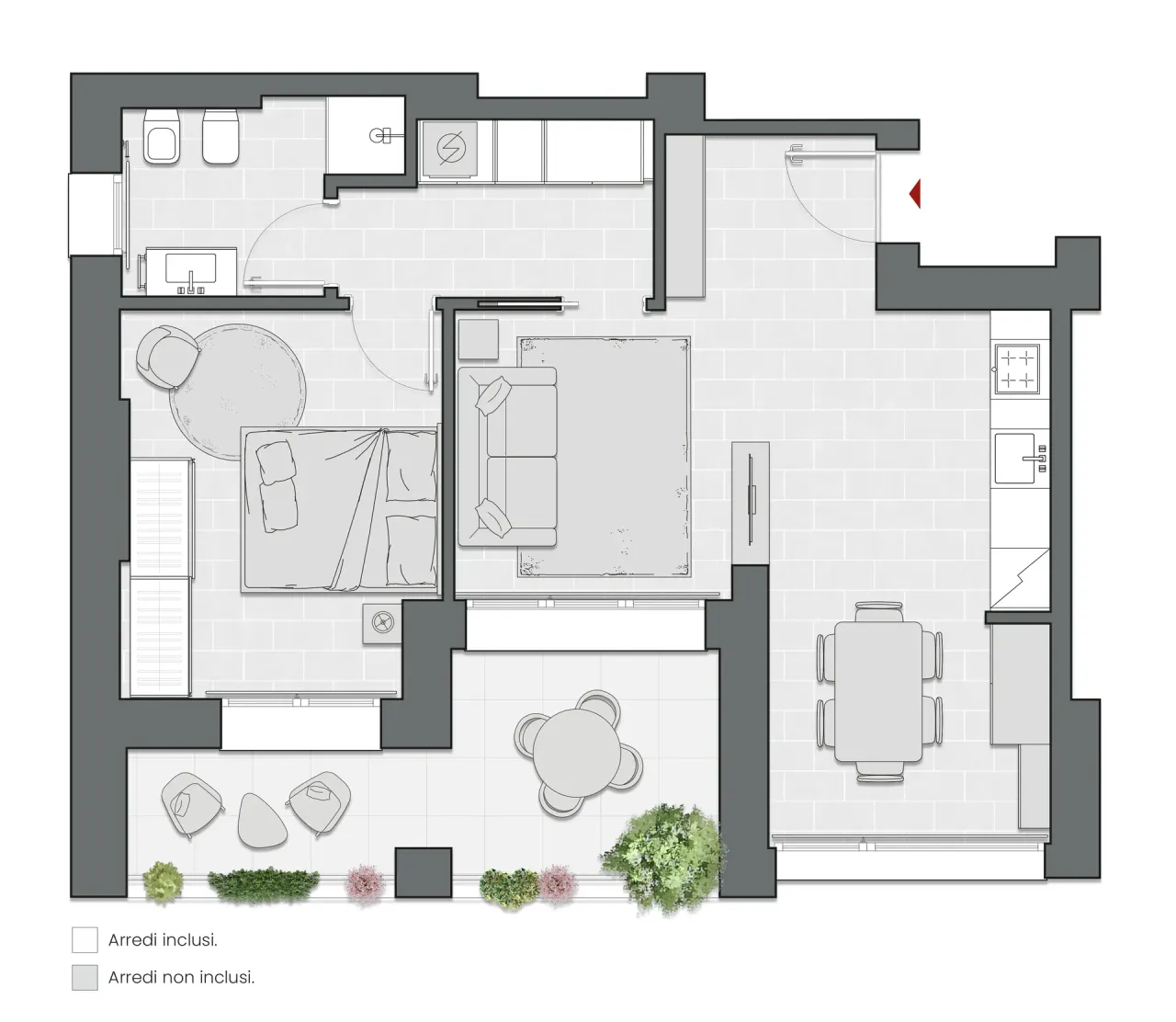 Bilocale di 76 m2 - Edificio C1 - LivinUp  | Milano - Floor Plan - 1