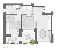 Bilocale di 76 m2 - Edificio C1 - LivinUp  | Milano - Floor Plan thumbnail - 1