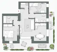 Two Bedrooms Compact of 98 sqm - Edificio C4 - LivinUp  | Milano - Floor Plan thumbnail - 1