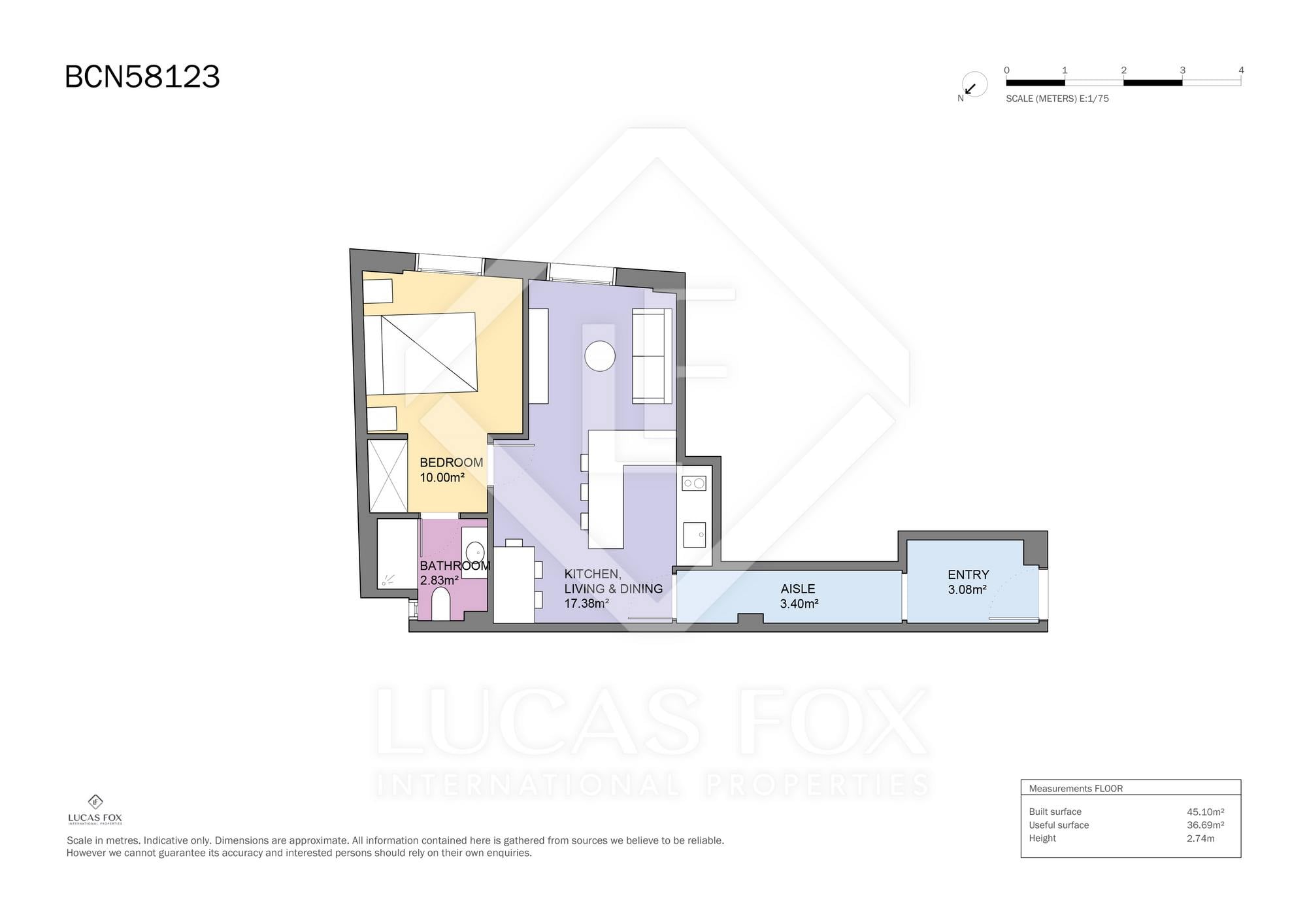 living - 45m² apartment for sale in El Putxet, Barcelona - Floor Plan thumbnail - 1