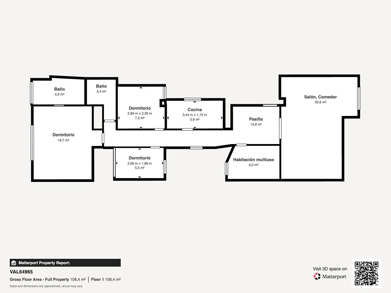 living - Piso de 130m² en venta en Gran Vía, Valencia - Plano del piso - 1