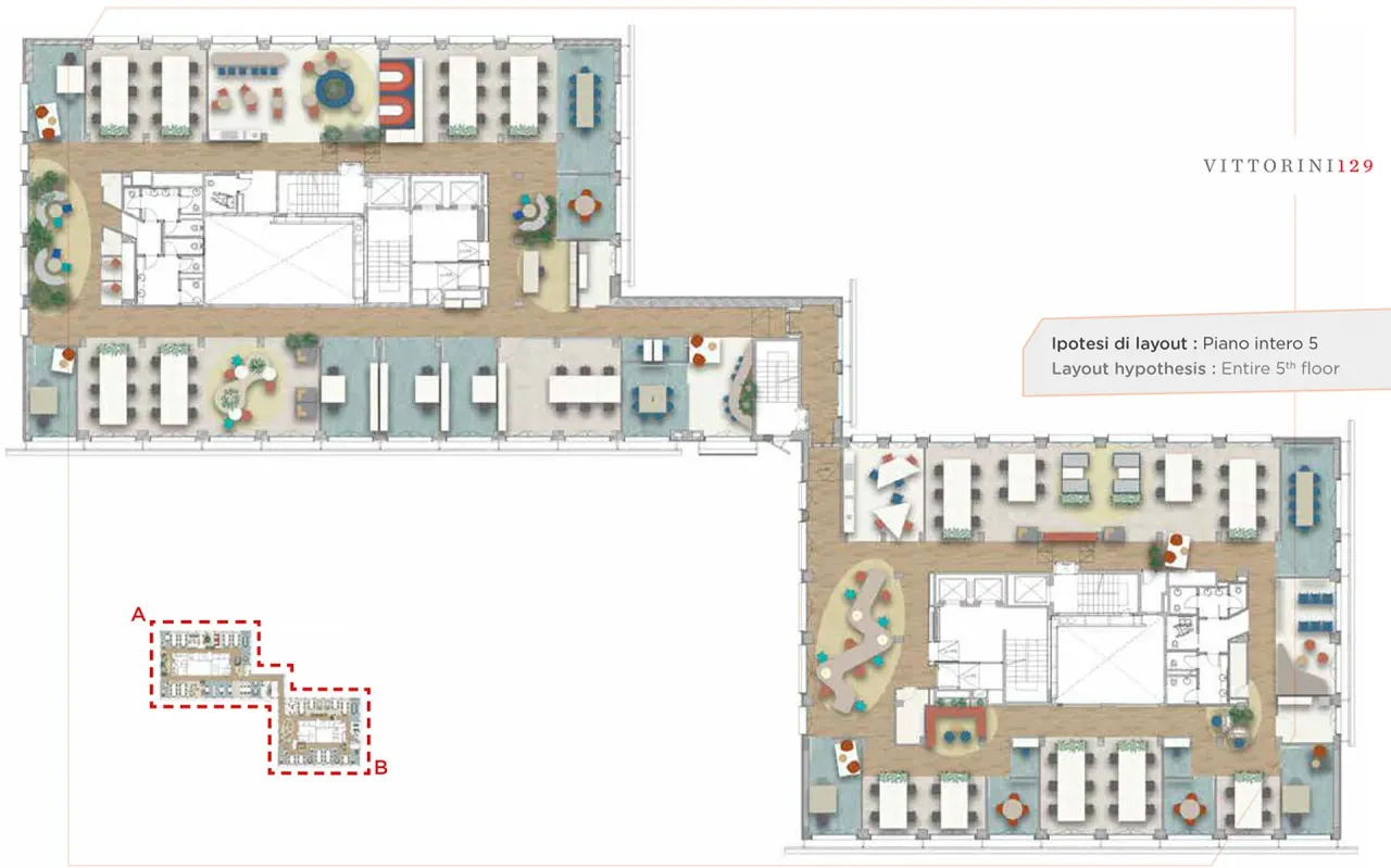 office - Vittorini 129 - Office - Dils - Plan d'étage - 1