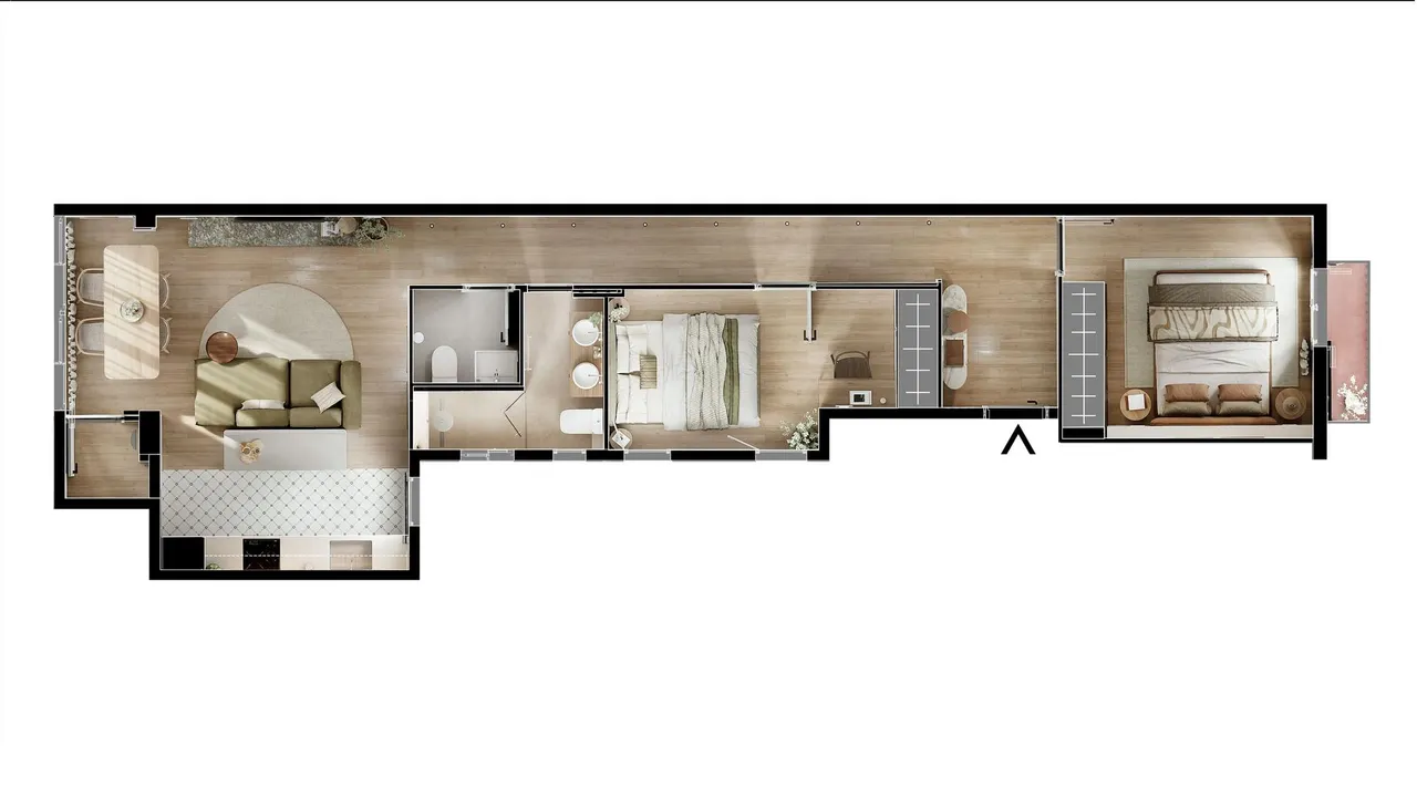 living - 75m² apartment for sale in Eixample Right, Barcelona - Floor Plan - 1