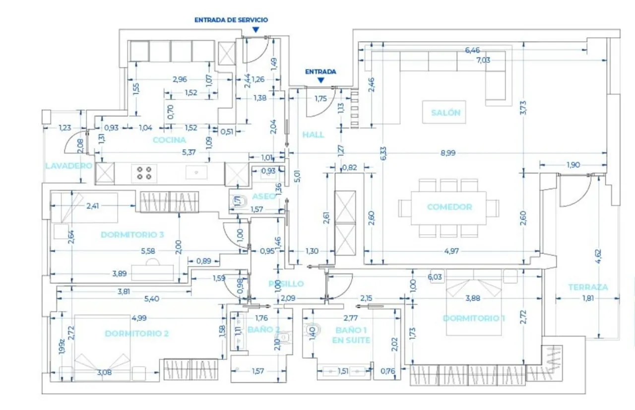 living - Piso de 179m² con 8m² terraza en venta en Lista, Madrid - Plano del piso - 1