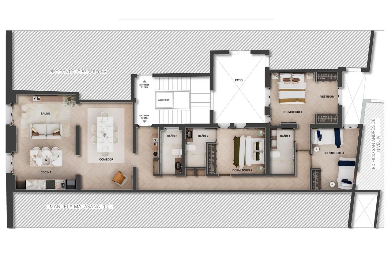 living - 133m² apartment for sale in Malasaña, Madrid - Floor Plan - 1