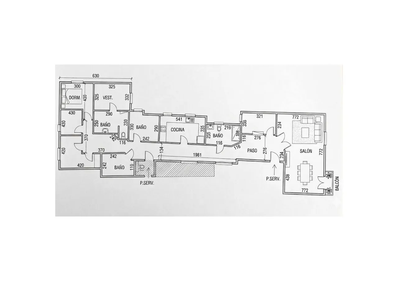 living - Piso de 270m² en venta en Recoletos, Madrid - Plano del piso - 1