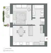 One Bedroom of 56 sqm - Edificio C4 - LivinUp  | Milano - Floor Plan thumbnail - 1