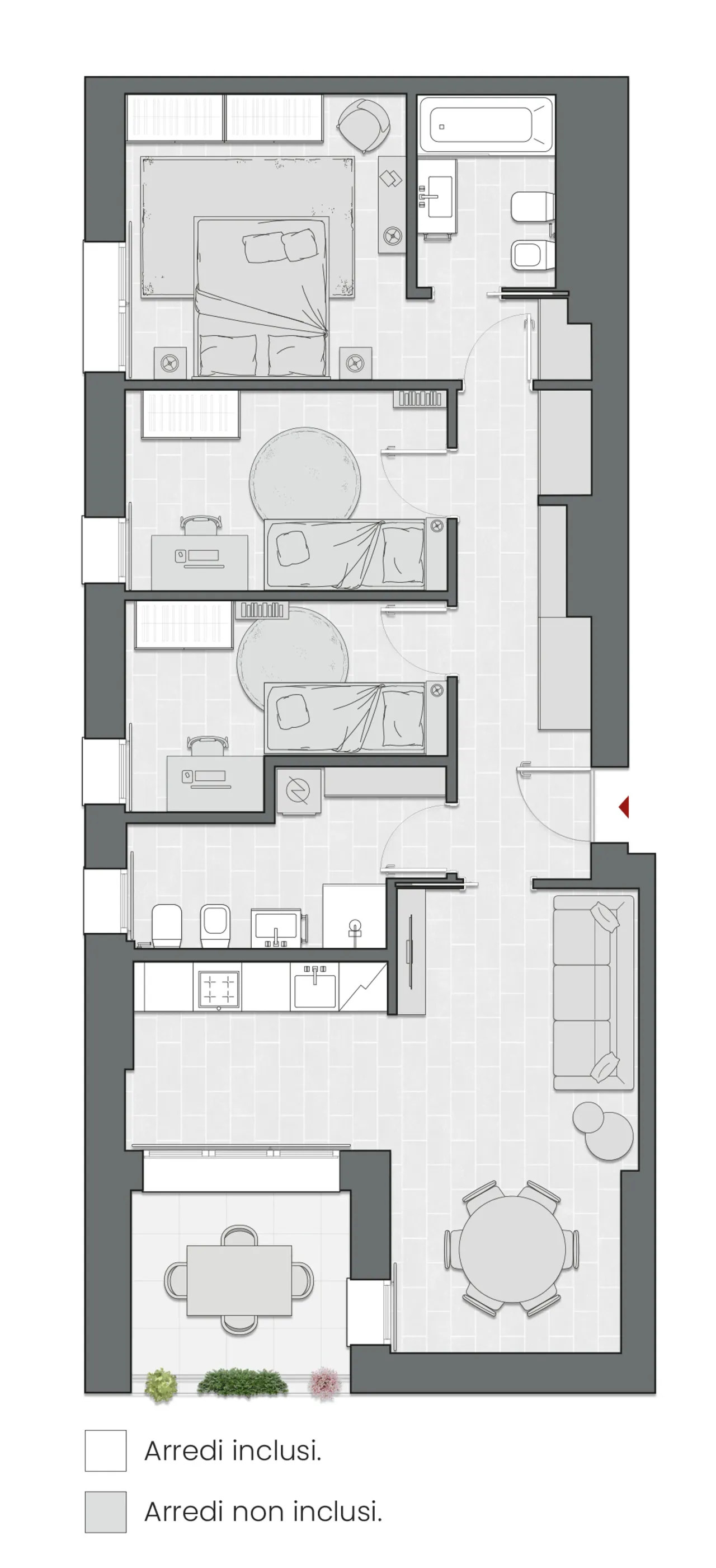 Quadrilocale di 111 m2 - Edificio C1 - LivinUp  | Milano - Floor Plan - 1