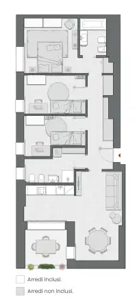 Three Bedrooms of 111 sqm - Edificio C1 - LivinUp  | Milano - Floor Plan thumbnail - 1