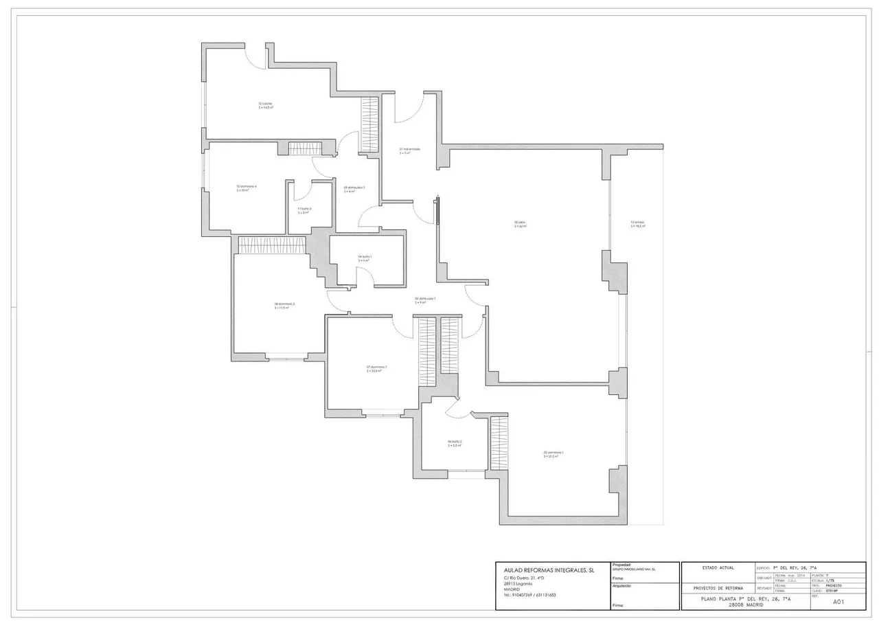 living - 183m² apartment for sale in Argüelles, Madrid - Floor Plan - 1