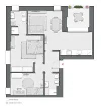 Two Bedrooms of 92 sqm - Edificio C2 - LivinUp  | Milano - Floor Plan thumbnail - 1