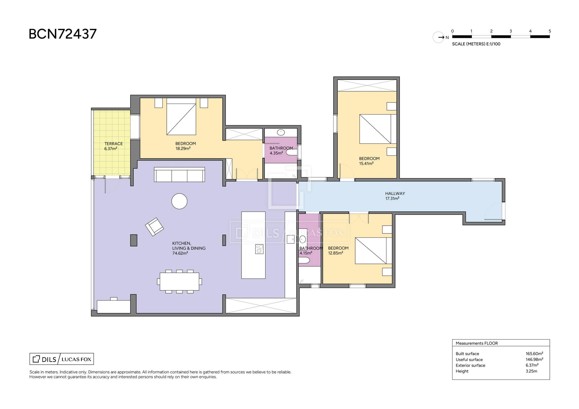 living - Piso de 184m² con 12m² terraza en venta en Eixample Derecho - Plano del piso thumbnail - 1