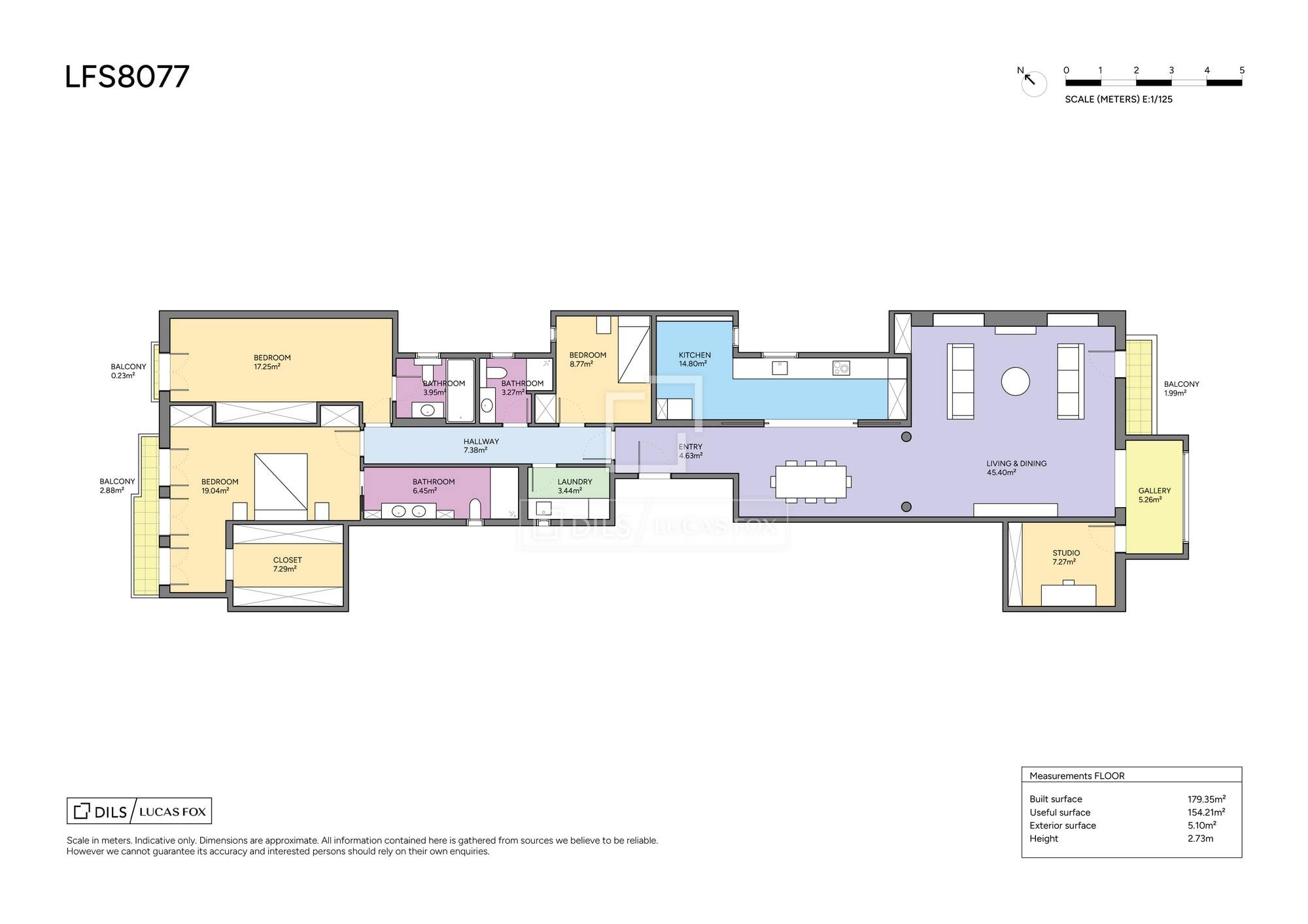 living - Piso de 195m² en venta en Eixample Izquierdo, Barcelona - Plano del piso thumbnail - 1