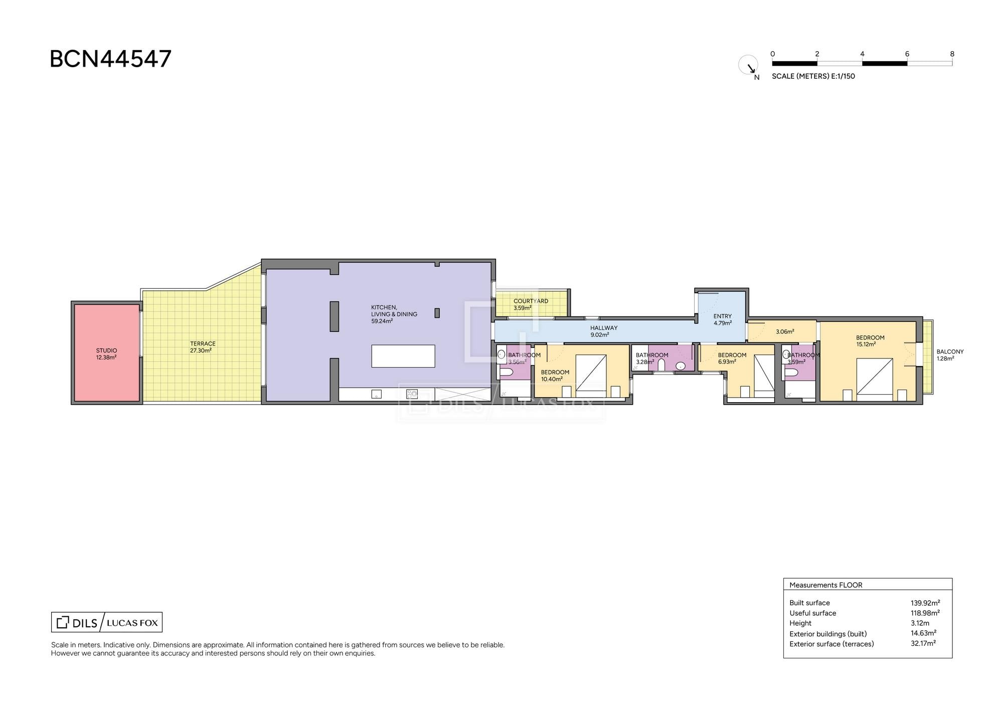 living - Piso de 140m² con 27m² terraza en venta en Eixample Izquierdo - Plano del piso thumbnail - 1