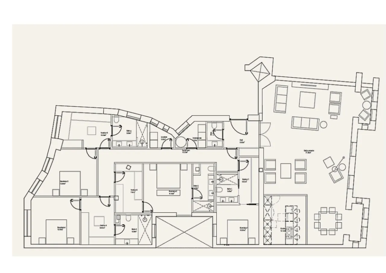 living - 342m² apartment for sale in Almagro, Madrid - Floor Plan - 1