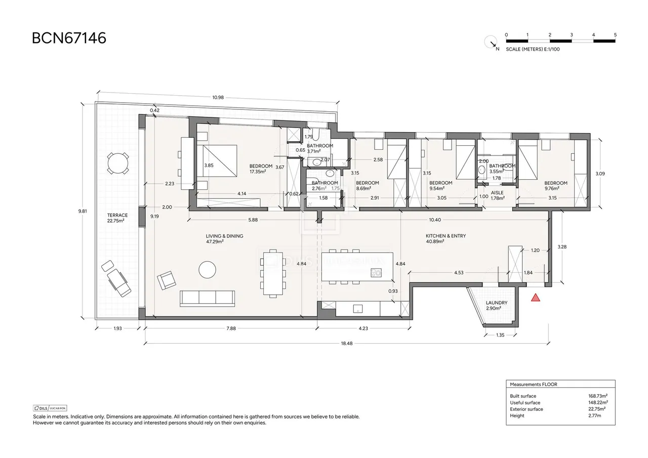 living - Piso de 180m² con 23m² terraza en venta en Sant Gervasi - La Bonanova - Plano del piso - 2