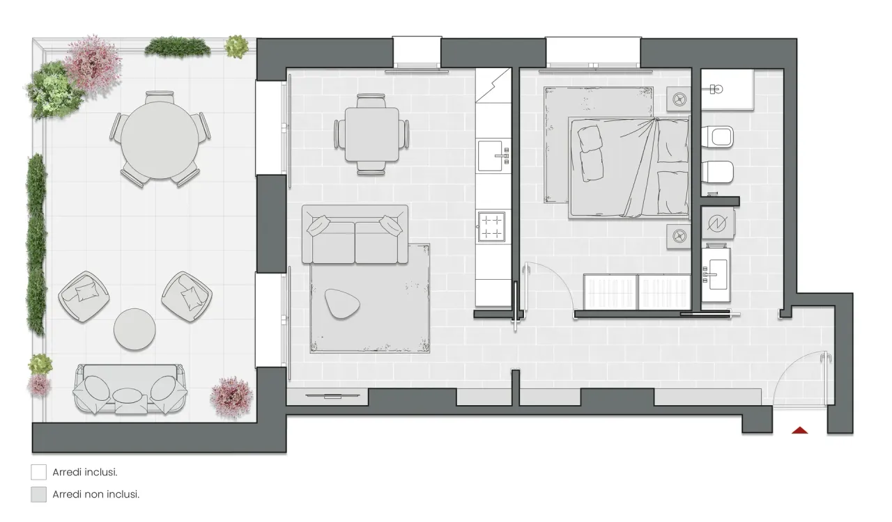 One Bedroom of 77 sqm - Edificio C1 - LivinUp  | Milano - Floor Plan - 1