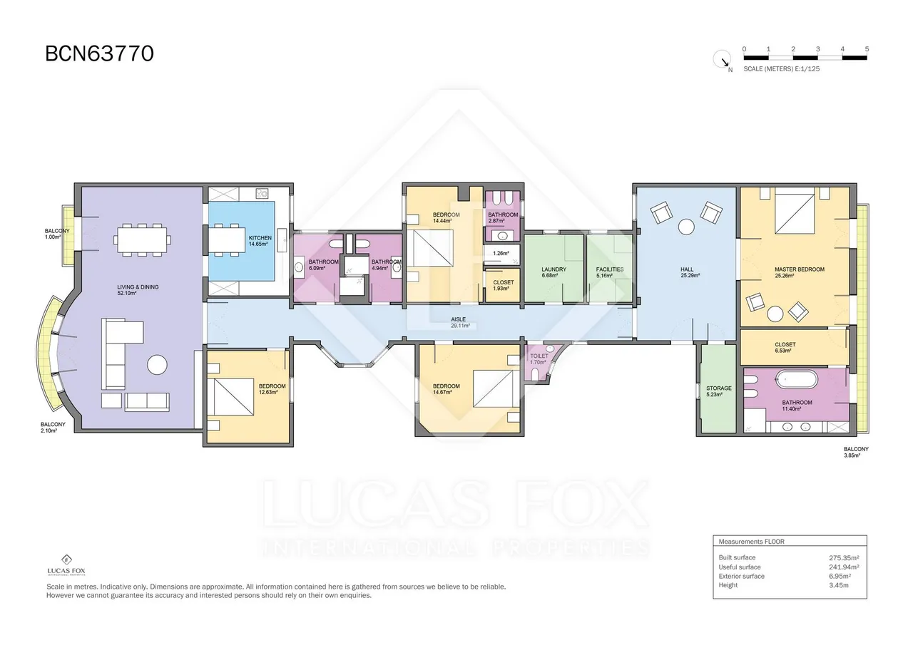 living - 275m² apartment with 7m² terrace for sale in Eixample Right - Floor Plan - 1