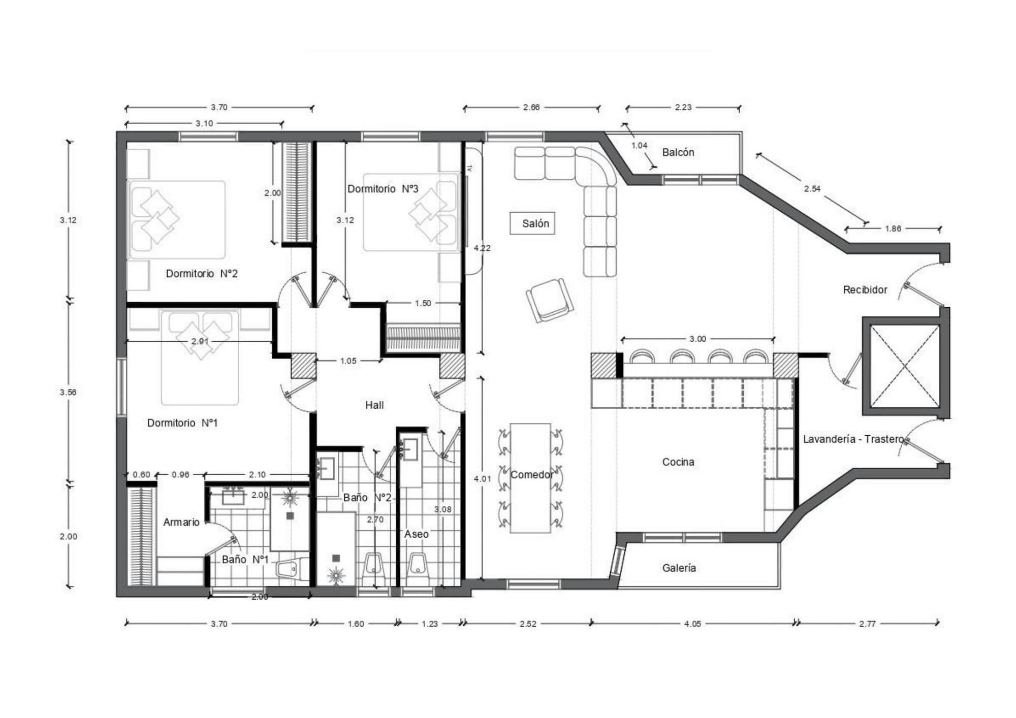 living - 164m² apartment for sale in Prosperidad, Madrid - Floor Plan - 1