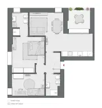 Two Bedrooms of 92 sqm - Edificio C1 - LivinUp  | Milano - Floor Plan thumbnail - 1