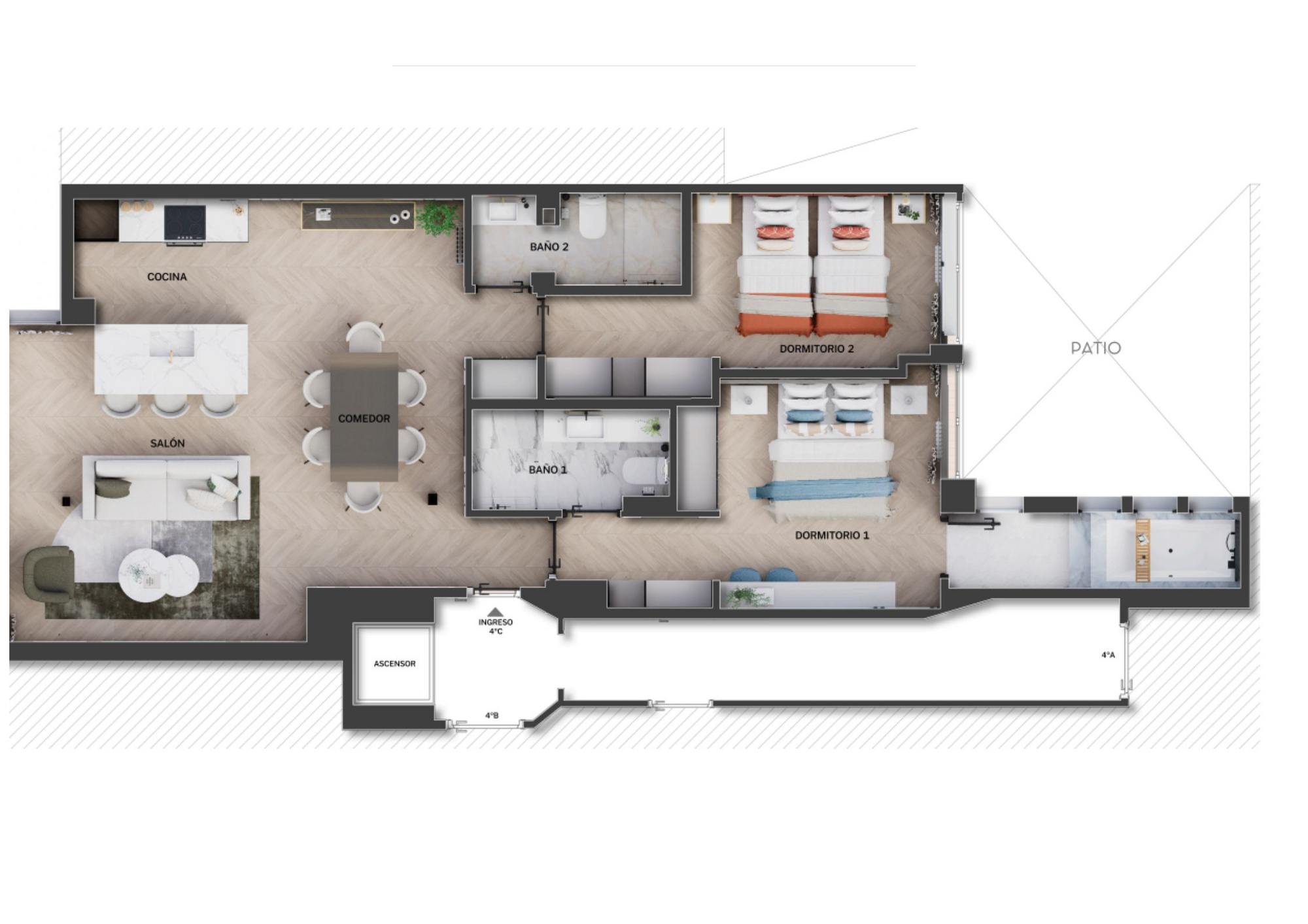 living - Piso de 133m² en venta en Lista, Madrid - Plano del piso thumbnail - 1