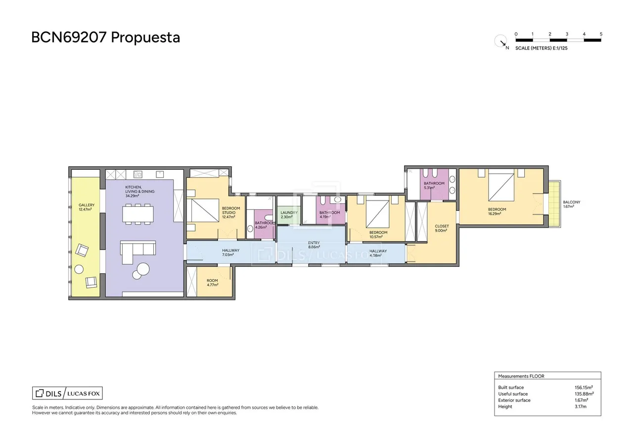 living - 156m² apartment for sale in Eixample Right, Barcelona - Floor Plan - 2