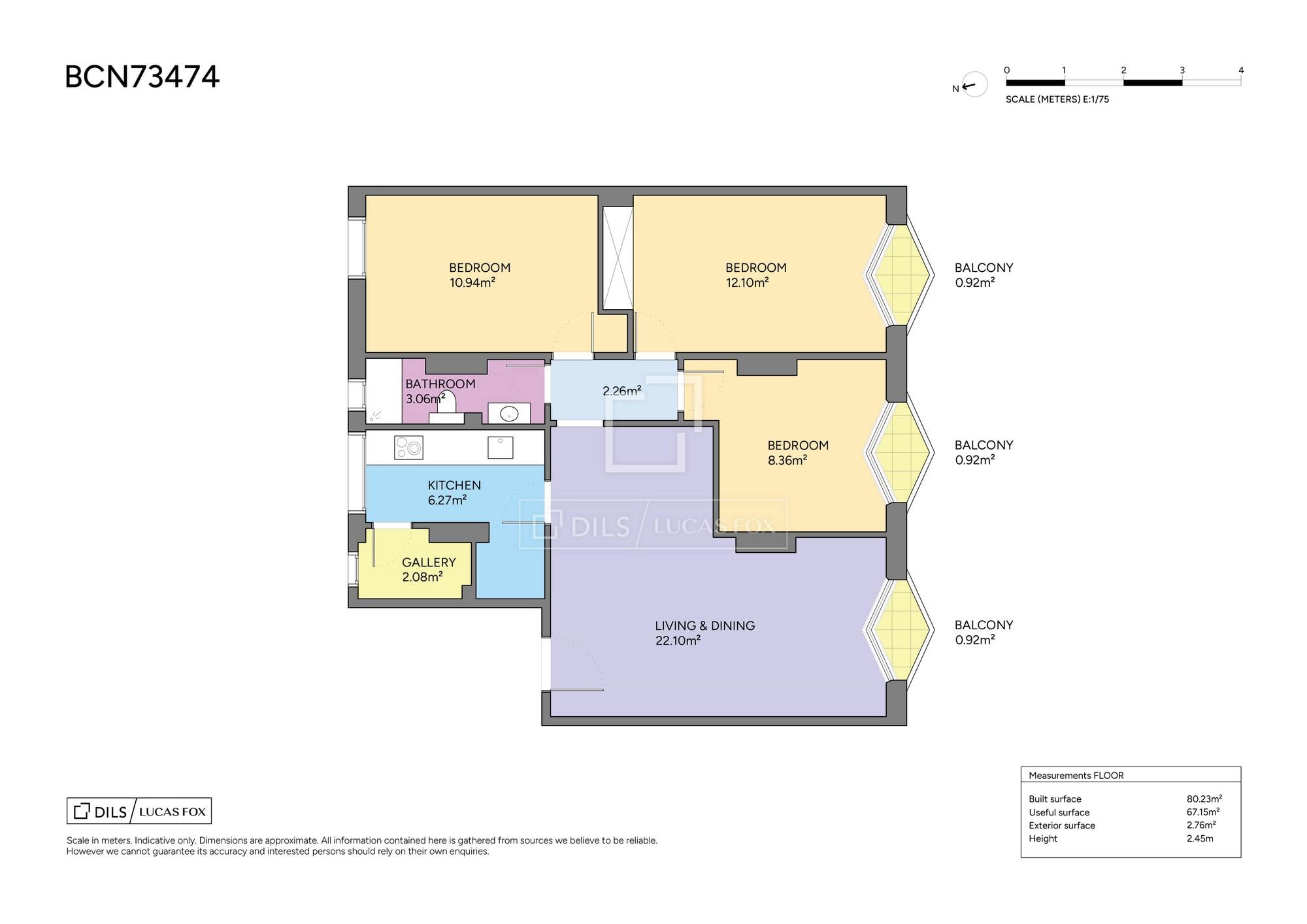 living - 80m² apartment for sale in Barceloneta, Barcelona - Floor Plan thumbnail - 1
