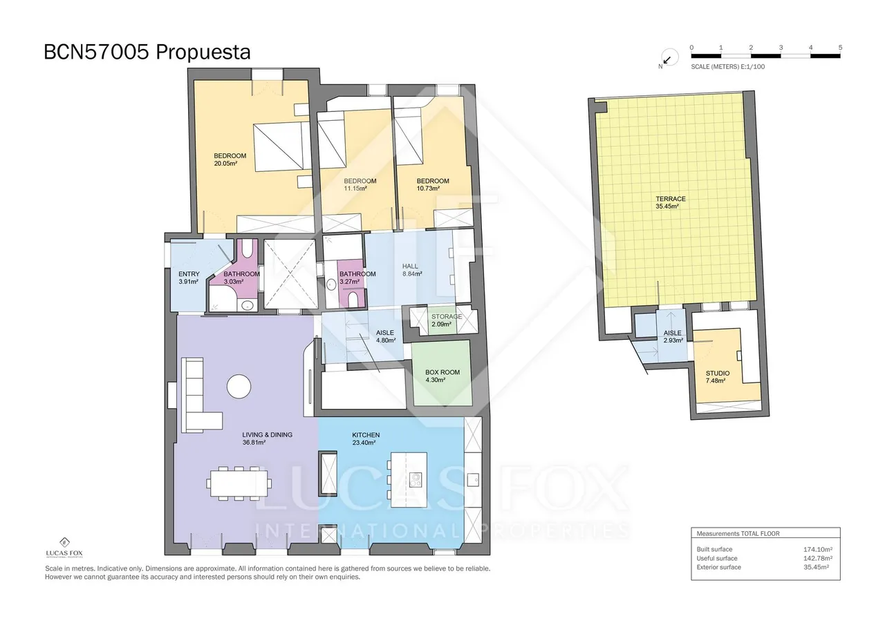 living - 174m² apartment with 36m² terrace for sale in El Born - Floor Plan - 2