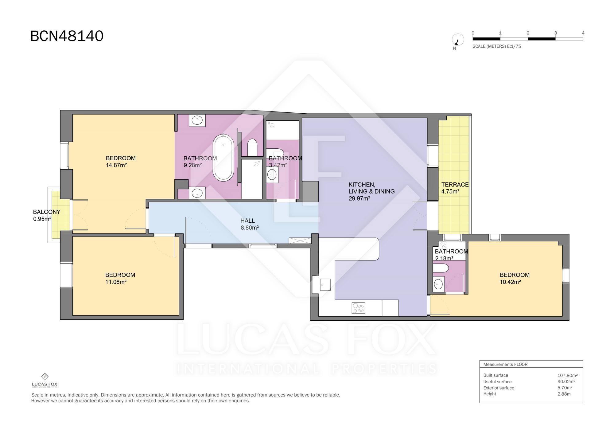 living - Piso de 108m² con 6m² terraza en venta en Gótico, Barcelona - Plano del piso thumbnail - 1