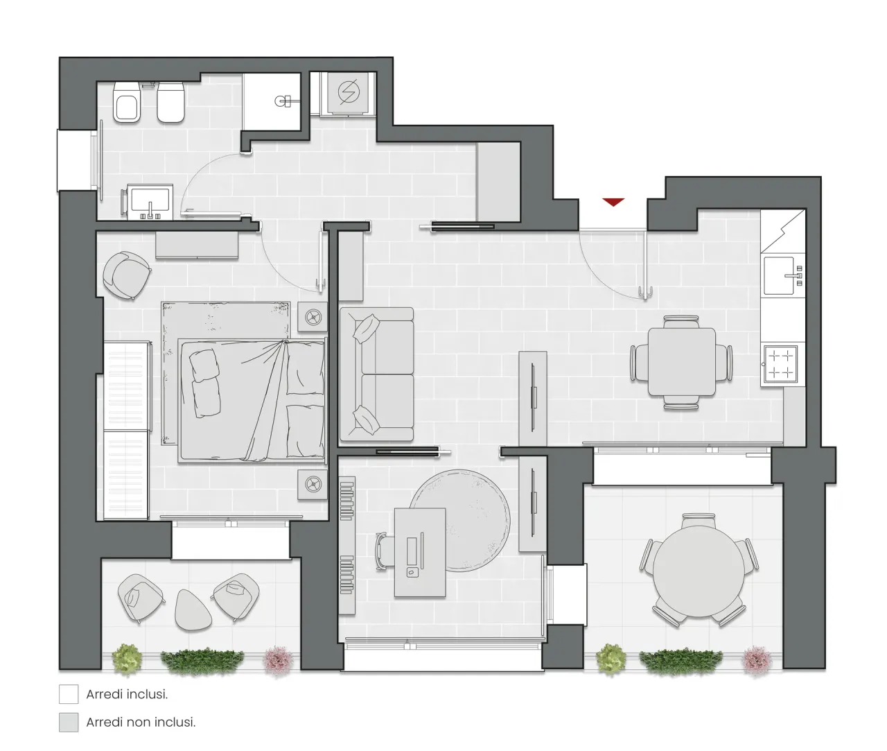 One Bedroom of 73 sqm - Edificio C2 - LivinUp  | Milano - Floor Plan - 1